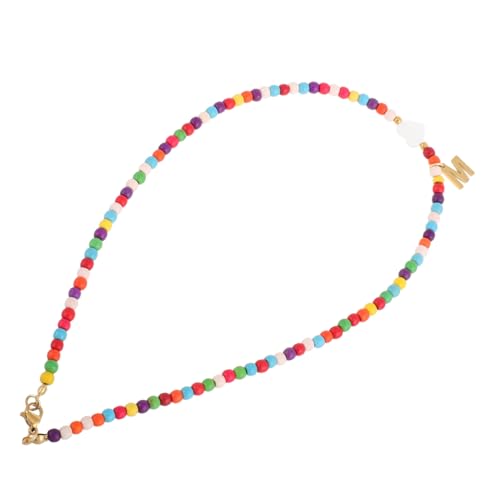 Yardenfun Bunte Türkisfarbene M-Buchstabenkette für Damen Zierliche Schlüsselbeinkette Handpolierten Alphabet Halskette Einzigartige Geschenkidee für Besondere Anlässe von Yardenfun