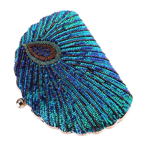 Yardenfun Handgefertigte Pailletten Clutch Tasche in Muschelform Schick und Funkelnd Elegante Damen Abendhandtasche für Hochzeit Party und Besondere Anlässe Geräumig und Tragbar Peacock von Yardenfun