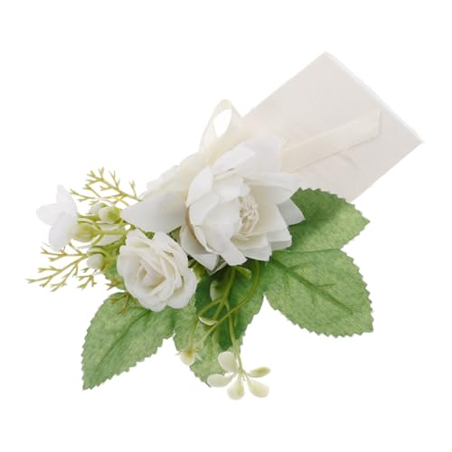 Yardenfun Handgemachte Hochzeit Boutonniere Anstecknadel Weiß Künstliche Blume Hochzeitsbrosche für Bräutigam Brautjungfer Braut Party Dekoration Stilvolle Realistische Corsage Leicht von Yardenfun