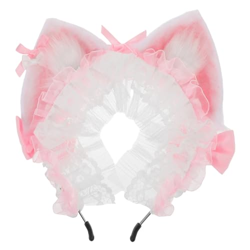 Yardenfun Handgemachtes Spitzen-cat-ears-haarreif Weiches Flexibles Lolita-kostüm-accessoire Leichter Bequemer Sitz für Damen und Mädchen für Halloween Cosplay und Partys in Rosa von Yardenfun