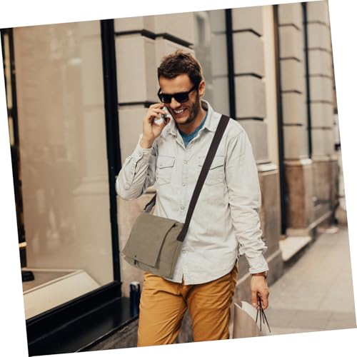 Yardenfun Herren Canvas Umhängetasche Leichtgewichtige Messenger Bag Robust Langlebig Modischer Crossbody Schultertasche für Freizeit Alltag Khaki von Yardenfun