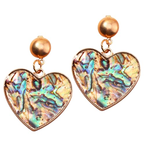 Yardenfun Herzanhänger Ohrringe Leopardenmuster Bunte Muschel Ohrhänger Damen Schmuck Alltag Festival Beach Dating von Yardenfun