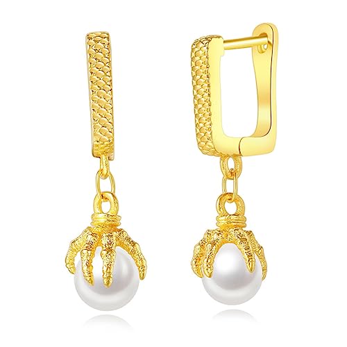Yardenfun Hip Hop Herren Ohrstecker mit Perlen Minimalistische Dragon Claw Ohrhaken Robustem Legierungsmetall Eleganter Schmuck für Alltag Party Hochzeit und von Yardenfun