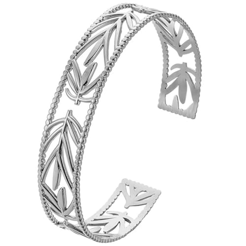 Yardenfun Hohler Damenarmreif mit Blättern Verstellbar Modisches Handgelenksaccessoire für Frauen für von Yardenfun