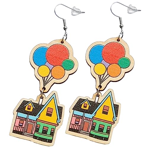 Yardenfun Holz Ohrringe Bunt Holzhaus Design Ballon Dangle Drop Leicht Damen Modisch und für Alltag Festival Strand Schmuck von Yardenfun
