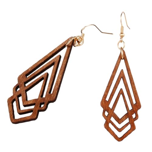 Yardenfun 1Paar Rhombus Holz Ohrhänger Geometrische Hängende Ohrringe Vintage Ear Jewelry für Frauen für Party Hochzeit Alltag für Freundin und Mutter von Yardenfun