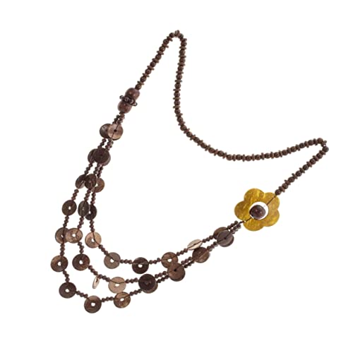 Yardenfun Holzperlen Halskette Damen Böhmische Stil Handgestrickt Kokosnussschale Naturmaterialien Modeaccessoires Für Alltag Und Anlass von Yardenfun