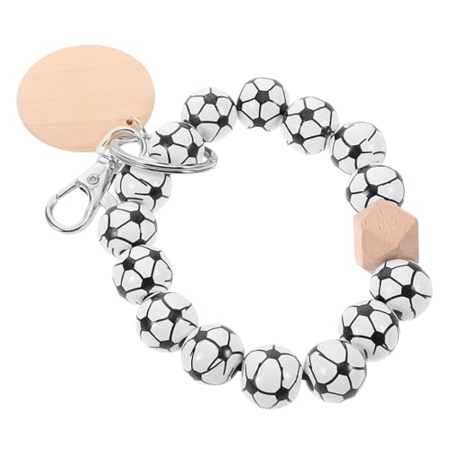Yardenfun Holzperlen Schlüsselanhänger Für Sportliebhaber Fußball-Themen Beaded Handgelenk Schlüsselanhänger Mit Einzigartigem Design Für Athleten Und Fans Praktisches Accessoire Zur von Yardenfun