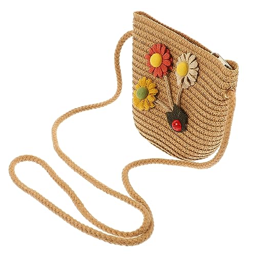 Yardenfun Kinder Umhängetasche Aus Stroh Schöne Aufbewahrungstasche Aus Stroh Tasche Multifunktionale Tasche Kleine Umhängetasche Für Kinder Tragbare Tasche von Yardenfun