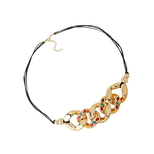 Yardenfun Kreative Lange Baumwollestrickkette mit Lederband Ausgefallene Statement Halskette für zu Weihnachten Valentinstag Geburtstagen und Jubiläen von Yardenfun