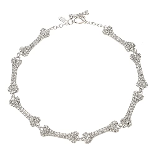 Yardenfun Kupfer Halskette mit Knochen Anhänger und Funkelnden Strasssteinen Halloween Clavicle Chain für Damen Modische Statement Schmuckstücke mit Kühlem Design Langlebig und Auffällig von Yardenfun