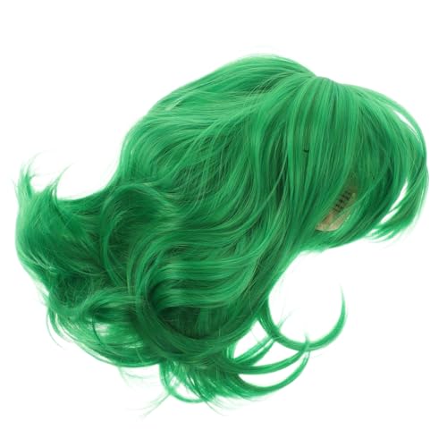 Yardenfun Kurze Gewellte Grüne Kinderperücke mit Farbigem Halstuch Synthetische Cosplay Perücke für Kostümpartys Auffällige Bob Perücke für Mädchen Detailreich und von Yardenfun
