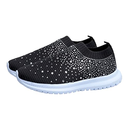 Yardenfun Leichte Atmungsaktive Sportschuhe Damen mit Rutschfester Stoßdämpfender Gummisohle Elastischem Obermaterial für Freizeit und Reisen Langlebig und Komfortabel in Schwarz von Yardenfun