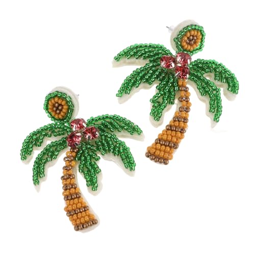 Yardenfun Leichte Tropische Palmenohrringe Damen Baumelndes Strandurlaub Schmuck Handmade Perlen Boho Sommerohrringe Urlaub Accessoires von Yardenfun