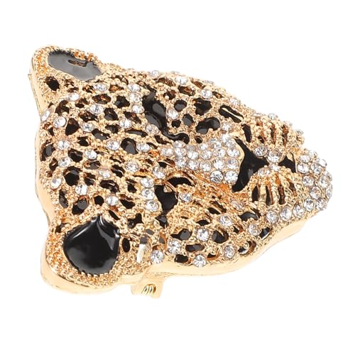Yardenfun Leopard Kopf Brosche mit Strassbesatz Modische Tierbrosche als Anstecknadel für Kleidung und Anzug Eleganter Goldfarbener Anstecker für Damen und Herren Auffälliges Accessoire für von Yardenfun