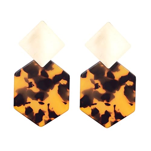 Yardenfun Leopard Ohrstecker aus Hautfreundlichem Material Sechseckiges Design Modisches Geometrisches Ohrring Damen Komfortabel und Langlebig für Alltag und Besondere Anlässe von Yardenfun