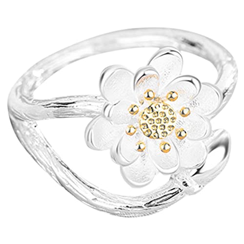 Yardenfun Lotusblumenring für Frauen Verstellbarer Offener Ring Stylisch für Partys Hochzeiten Tägliches Perfektes für Ihre Liebsten von Yardenfun