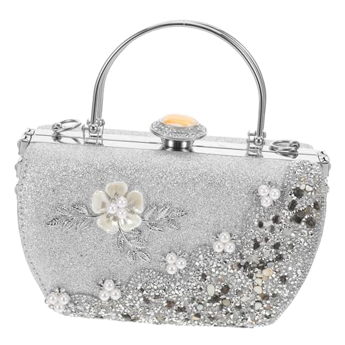 Yardenfun Luxuriöse Abendtasche mit Funkelnden Perlenverzierungen Kunstvollem Metallblumen-design Edle Strass-clutch für Hochzeiten Cocktailpartys und Anspruchsvolle Anlässe in Silber von Yardenfun