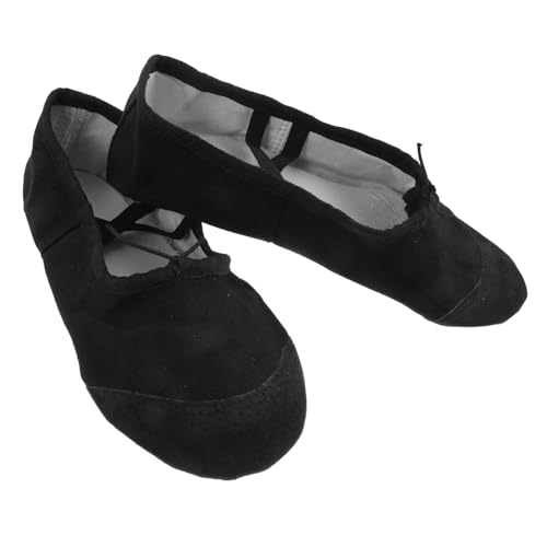 Yardenfun Mädchen Ballettschuhe Canvas mit Geteilten Ledersohlen Atmungsaktiv Leicht mit Elastischen Bändern für und Training Schwarz Bequeme Tanzschläppchen von Yardenfun