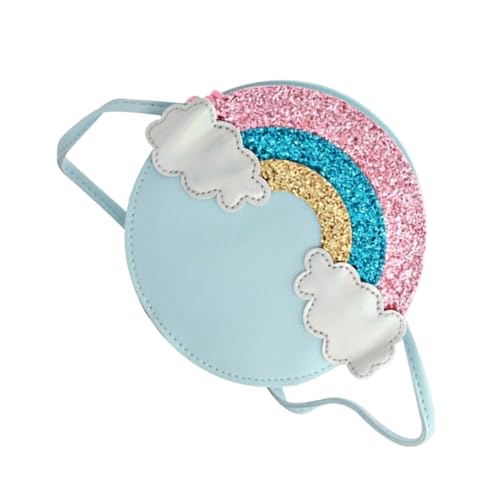 Yardenfun Mädchen Crossbody Tasche Blau Modisch Kleine Umhängetasche Aufbewahrungstasche mit Regenbogenverzierung für Alltag Tanz und Schule von Yardenfun