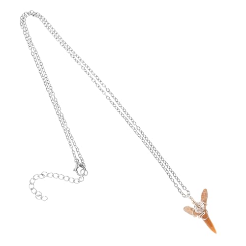 Yardenfun Metall Halskette mit Haifischzahn Anhänger Fossiles Schmuckstück Vintage Design Silber Kette Retro Stil Unisex Strand Schmuck für Männer und Frauen von Yardenfun