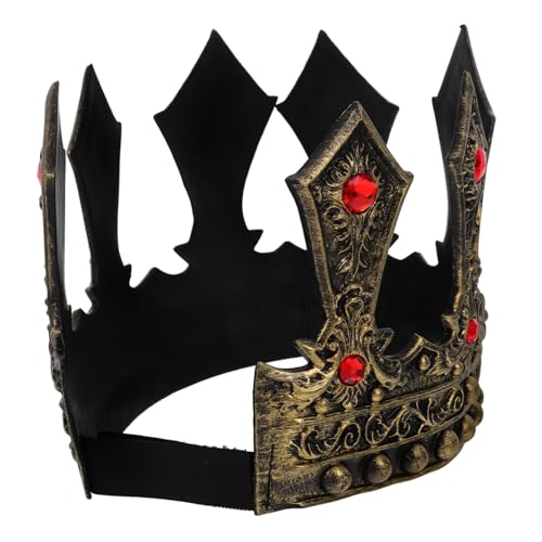 Yardenfun Mittelalterliche Herren Königskrone mit Strasssteinen Verstellbar Leichtes Kostümzubehör für Jungen und Männer Königliches Geburtstags und Cosplay Accessoire Antikem Gold von Yardenfun