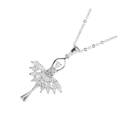 Yardenfun Modekette Schlüsselbeinkette Mädchen Halskette Tänzer Halskette Tänzerin für Mädchen mit Balletttänzer-Anhänger Silber von Yardenfun