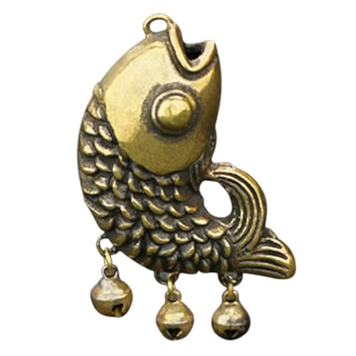 Yardenfun Modischer Kupfer Fisch Anhänger mit Glocke Schlüsselanhänger Bag Charm Langlebig Kreativ Dekorativ für Schlüssel und Taschen für Angler und Weihnachtszeit von Yardenfun