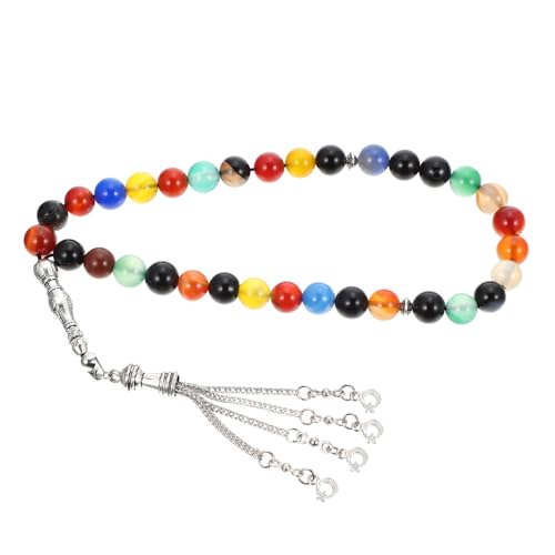 Yardenfun Muslimische Gebetskette aus Natürlichem Achat Perlen mit Zufälligem Anhänger Handgefertigtes Tesbih für Gebet Ramadan und Islamische Anbetung Langlebig und Klassisch Gestaltet von Yardenfun