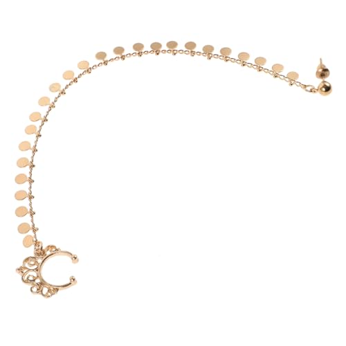 Yardenfun Non piercing Nasenring Ohrring mit Kette Leichtes Poliertes Goldfarbenes Schmuck accessoire für Damen Vielseitig Tragbar als Ohrclips und Nasenring Modisches Highlight für Alltag von Yardenfun