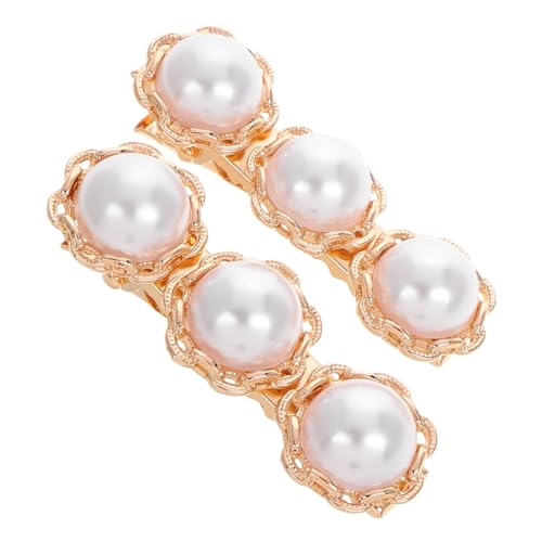 Yardenfun Pearl Haarspange Damen Vintage Hochzeit Haarklammer Langlebiger Modischer Seitlicher Clip mit Perlenverzierung Eleganter Haarschmuck für Klassische Frisuren Goldfarben von Yardenfun