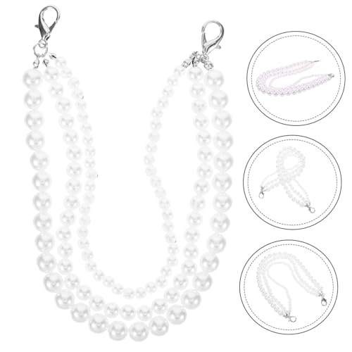 Yardenfun Perlen Schuhkette Handgewebt Dreischichtiges Design Elegant Langlebig Damenschuh schmuck für Stiefel Clogs Modisches Fußkettchen mit Metallakzenten Weiß von Yardenfun