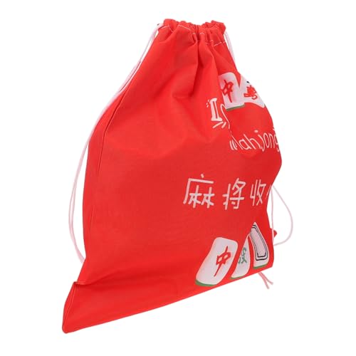 Yardenfun Plastiktasche Mahjong Organizer Kordelzug Aufbewahrungstasche Stoff Mahjong Halter Multifunktional Groß Rot für Fliesen und Zubehör von Yardenfun