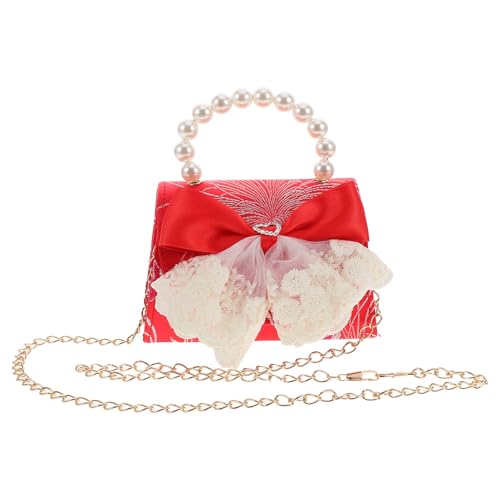 Yardenfun Children's Shoulder Bag Mit Perlen Und Schleife Für Chinesische Neujahr Für Rote Umschläge Und Frühlingsfest Umhängetasche Für Mädchen Mit Prinzessinnen-Design von Yardenfun