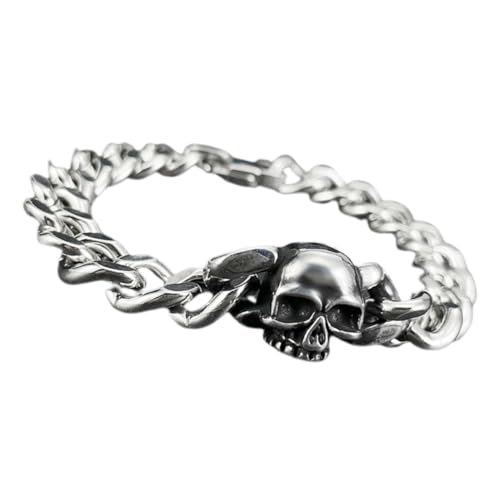 Yardenfun Punk Style Totenkopf Armband Skelett Kette Gothic Handgelenkschmuck Damenarmband Schickes Handgelenkkette Für Männer Halloween Dekor von Yardenfun