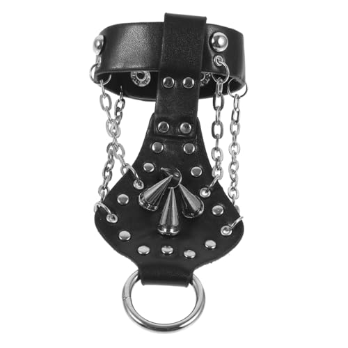 Yardenfun Punk Lederarmband Fingerarmband mit Ring für Herren Gothic Kettenarmband für Partys und Auftritte von Yardenfun