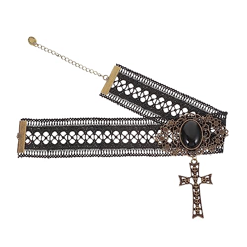 Yardenfun Punk Halskette Damen Retro Kreuz Skelett Anhänger Choker für Halloween Einzigartiges Schmuckstück Elegantes Design für Jede Gelegenheit von Yardenfun