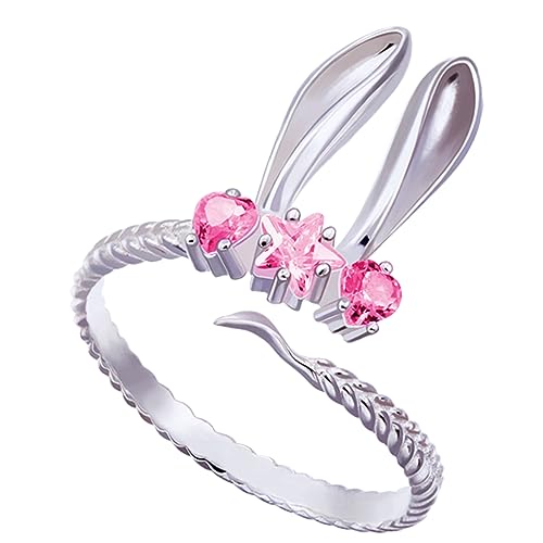 Yardenfun Rabbit Ear Ring Damenring Verstellbar mit Süßem Hasenohren Design Offener Finger Ring für Frauen für Partys Besondere Anlässe Geschenkidee von Yardenfun