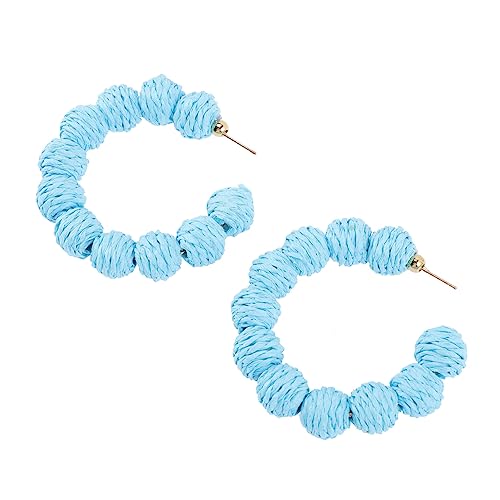 Yardenfun Raffia Hoops Ohrringe für Frauen Handgefertigte Sommer Ohrringe Rattan Boho Stil Geometrisches Design für Events und Alltag Leuchtenden Farben von Yardenfun