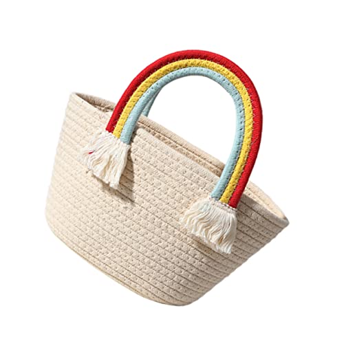 Yardenfun Rainbow Cloud Pack Strandtasche Mit Regenbogengriff Handtasche Aus Baumwolle Handgewebte Handtasche Im Outdoor Tasche Tasche Schöne Urlaubstasche von Yardenfun