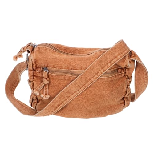 Yardenfun Retro Denim Messenger Bag Damen Canvas Crossbody Tote mit Mehreren Fächern Reißverschluss Großer Kapazität Leicht Robust für Shopping Pendeln und Kurze Reisen von Yardenfun