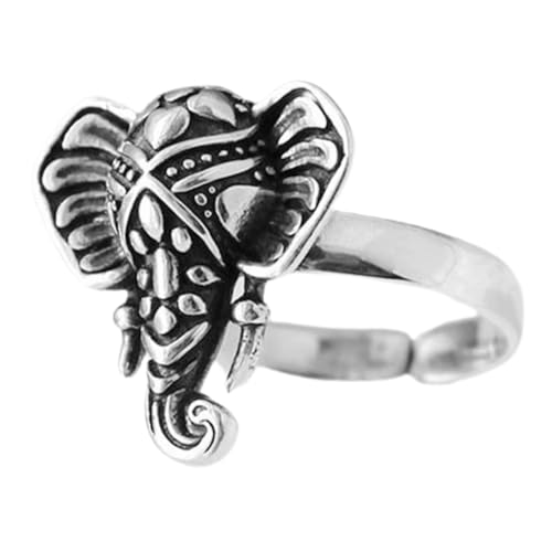 Yardenfun Retro Elefantenring für Frauen Verstellbarer Dekorationsring Metalllegierung Tiermotiv für Teenager Klassisch für Outfit Schmuck von Yardenfun