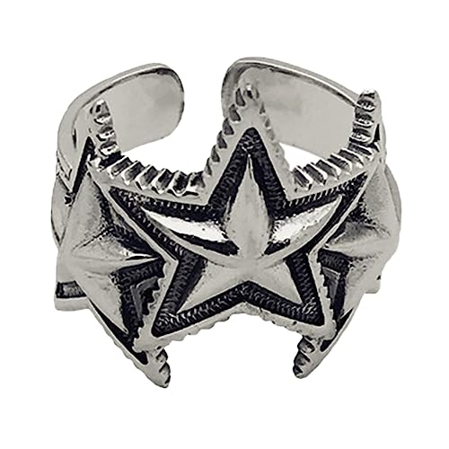 Yardenfun Fünfzackigen Stern Muster Finger Ring Retro Männlichen Offenen Ring Ornament Hergestellt Aus Hochwertigem Material Mit Angenehmer Haptik Für Festivalpartys Alltagskleidung Und von Yardenfun