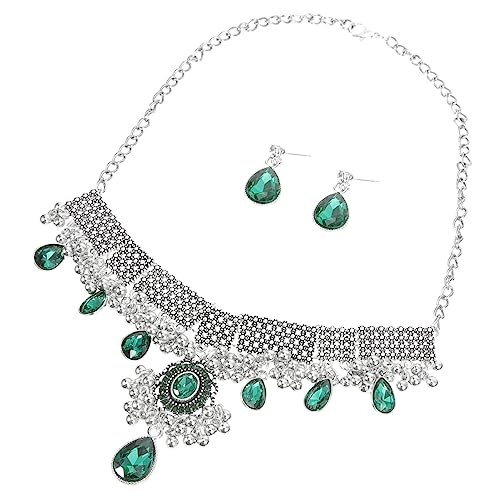 Yardenfun Retro Perlen Ohrhänger Schmuckset Damen Vintage Wasserfall Halskette Party Schmuckset mit Tropfenförmigen Anhängern Elegant und Langlebig für Festliche Anlässe von Yardenfun