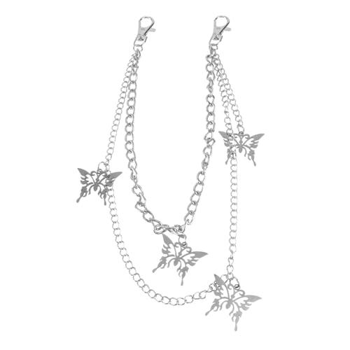 Yardenfun Retro Unisex Hosenkette Metall Doppelter Schmetterling Stil Robuste Jeans Kettengürtel Western Hüftkette Modisches Accessoire für Damen Herren von Yardenfun