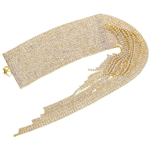 Yardenfun Strassarmband Wickelarmband Für Frauen Goldenes Fußkettchen Mit Funkelnden Kristallen Elegantes Schmuckstück Für Abendveranstaltungen Und Besondere Anlässe von Yardenfun