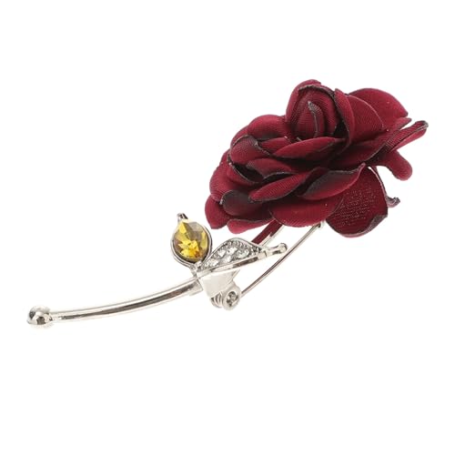 Yardenfun Rhinestone Brosche Damen Schmuck Blume Anstecknadel Rot Kreativ Langlebig Modisch für Kleidung Tasche und Rucksack von Yardenfun