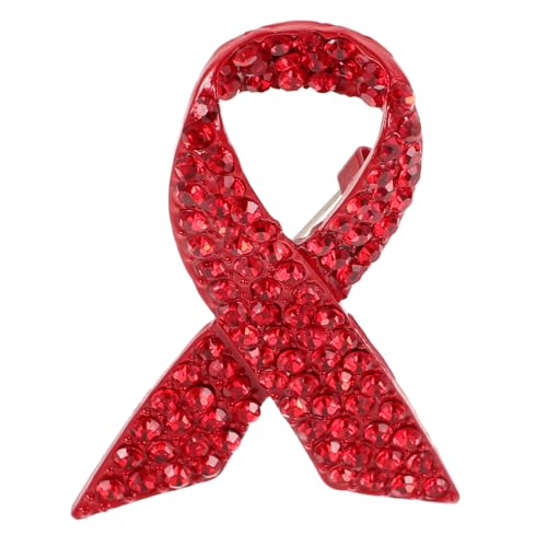 Yardenfun Anstecknadel Zur Krebsaufklärung Rote Schleife Mit Strass Brosche Aus Legierung Für Pullover Symbol Für Brustkrebsbewusstsein von Yardenfun