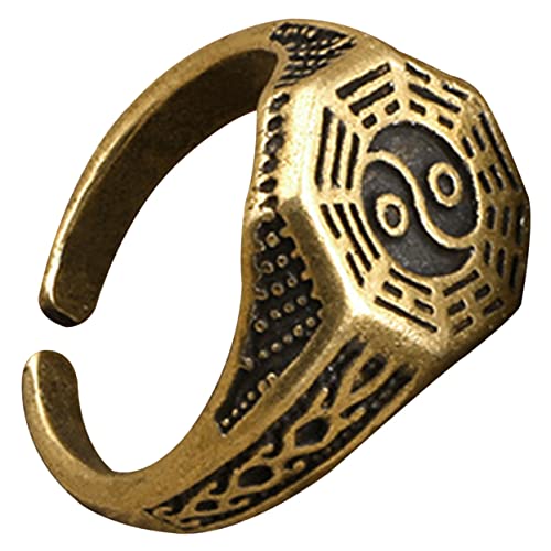 Yardenfun Chinesischer Offener Bandring für Herren und Damen Verstellbar Retro Design Hautfreundliches Material Unisex Schmuck für Partys und Alltagsgebrauch von Yardenfun