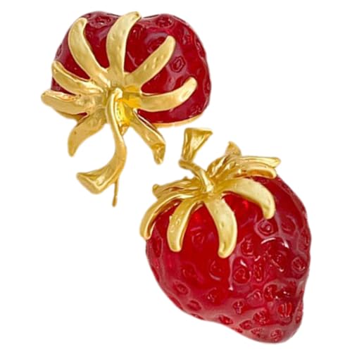 Yardenfun Rote Erdbeer ohrringe mit Silberstecker Kreative Frucht design Ohrstecker für Damen und Mädchen Modische Statement ohrringe für Alltag Party Geschenkidee von Yardenfun